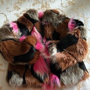 2T multicolor Imoga Greta faux fur for toddler girl, pink brown black stunning